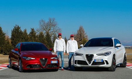 Kimi R&auml;ikk&ouml;nen i Antonio Giovinazzi na torze w Balocco